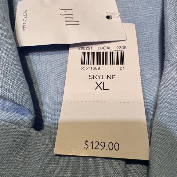 J. Jill Blue Linen Blend Blazer Jacket One Button Coastal Lagenlook Women XL NWT - Picture 4 of 7